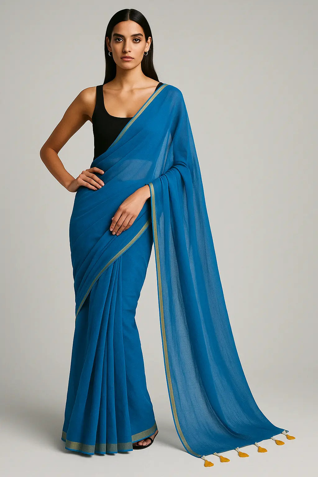 BLUEBELL BLISS | Mul Cotton | Indidha Saree