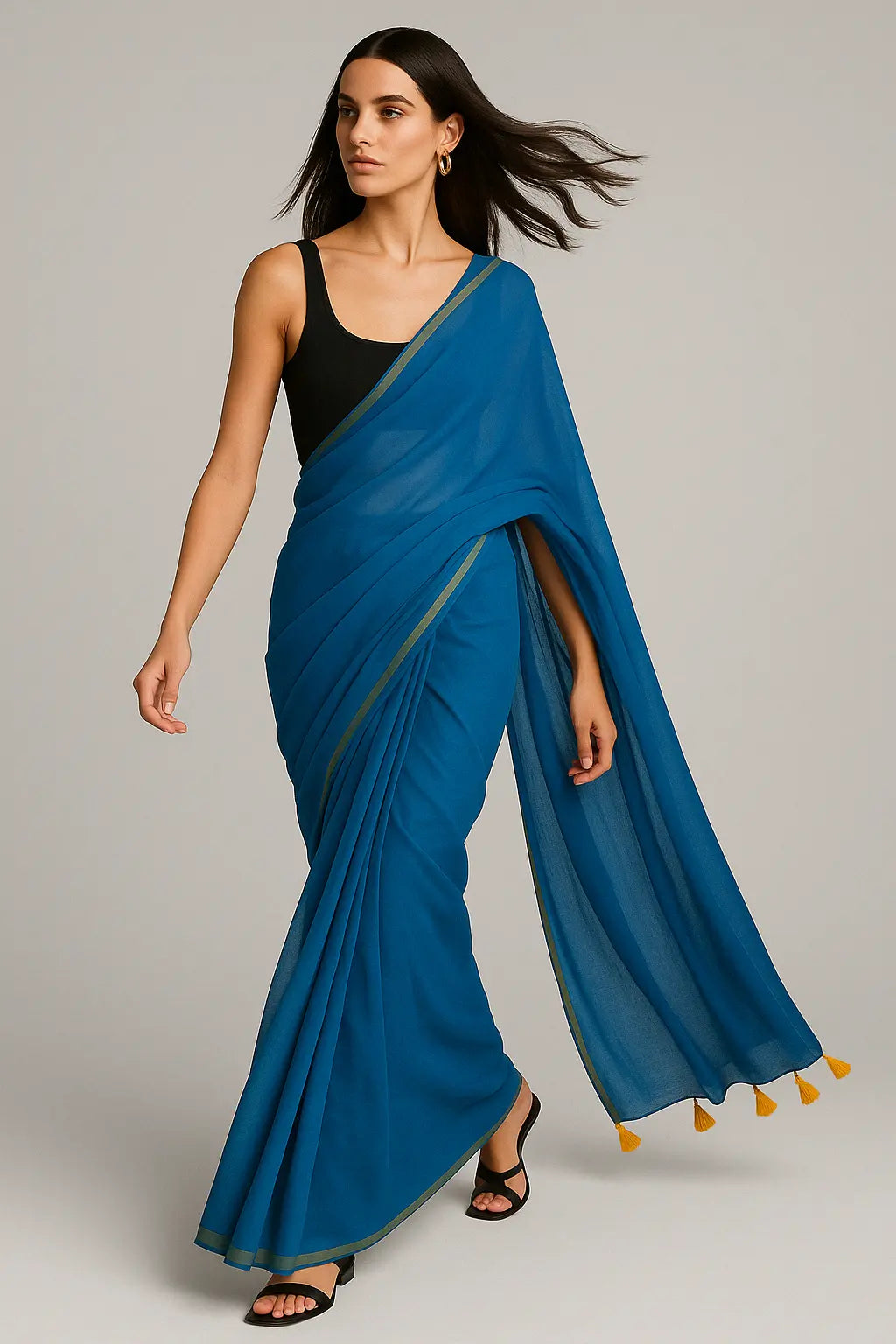 BLUEBELL BLISS | Mul Cotton | Indidha Saree