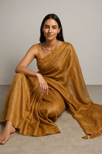GLIDED GOLD | Linen Tissue | Indidha Saree -  Buy Glided Gold Saree online at Indidha  Shop the Glided Gold Saree at Indidha. Rich in texture and color, this saree offers a luxurious and grand look for your special events.