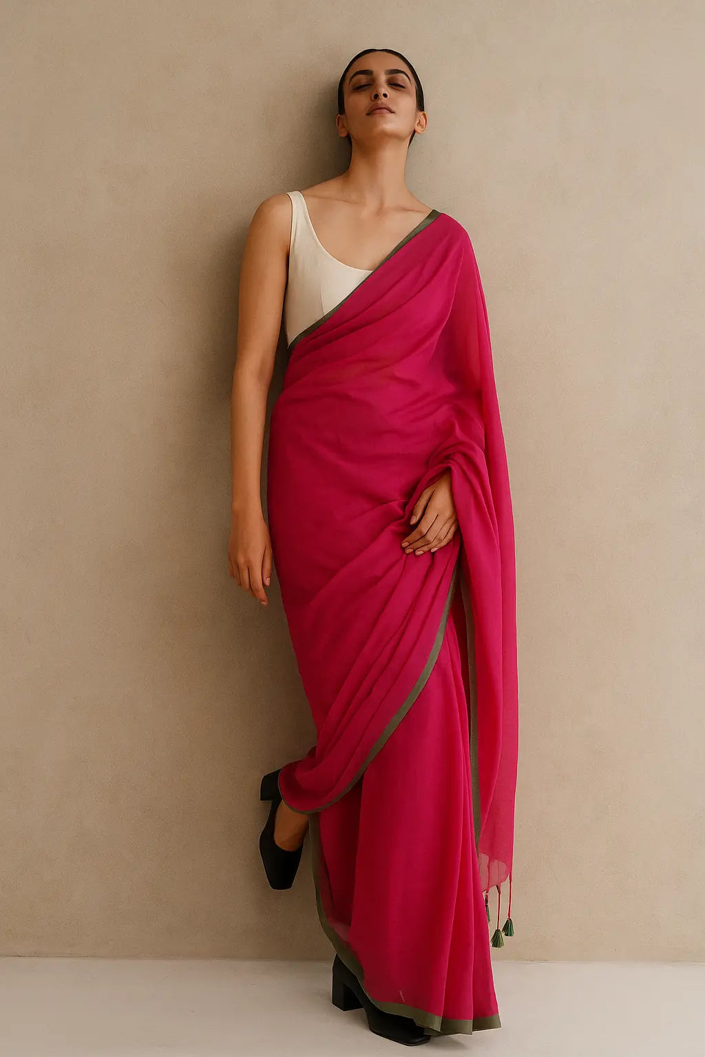 PLAYFUL PINK | Mul Cotton | Indidha Saree