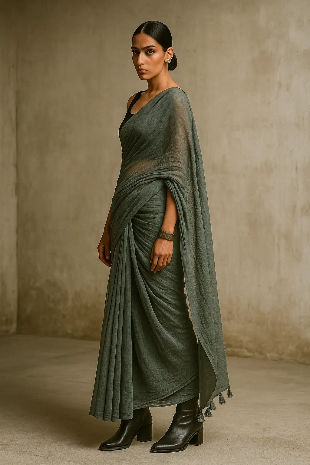 Evening Mist | Handloom Mul Cotton | Indidha Saree
