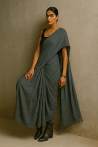 Evening Mist | Handloom Mul Cotton | Indidha Saree