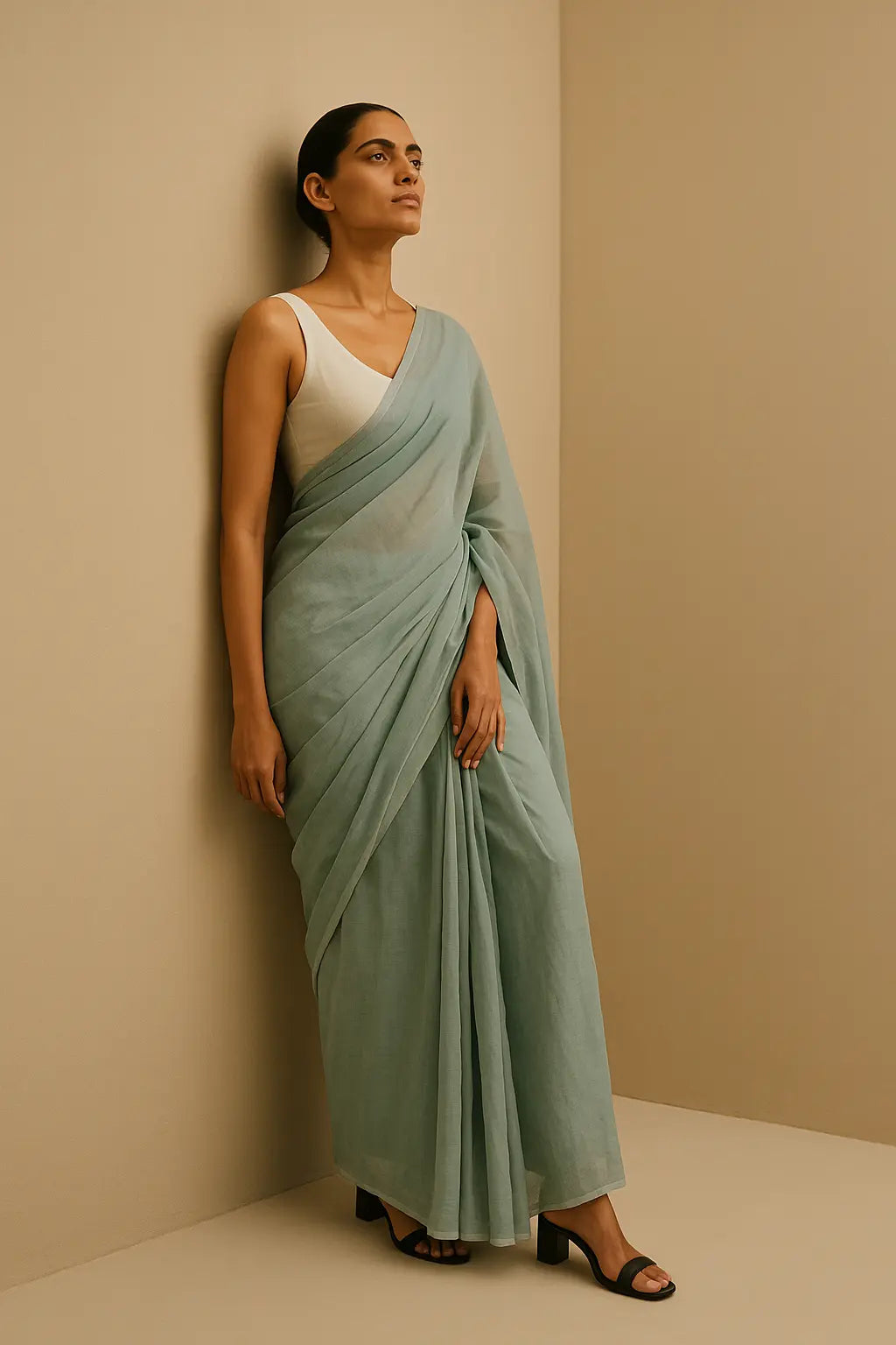 AQUA MIST | Mul Cotton | Indidha Saree