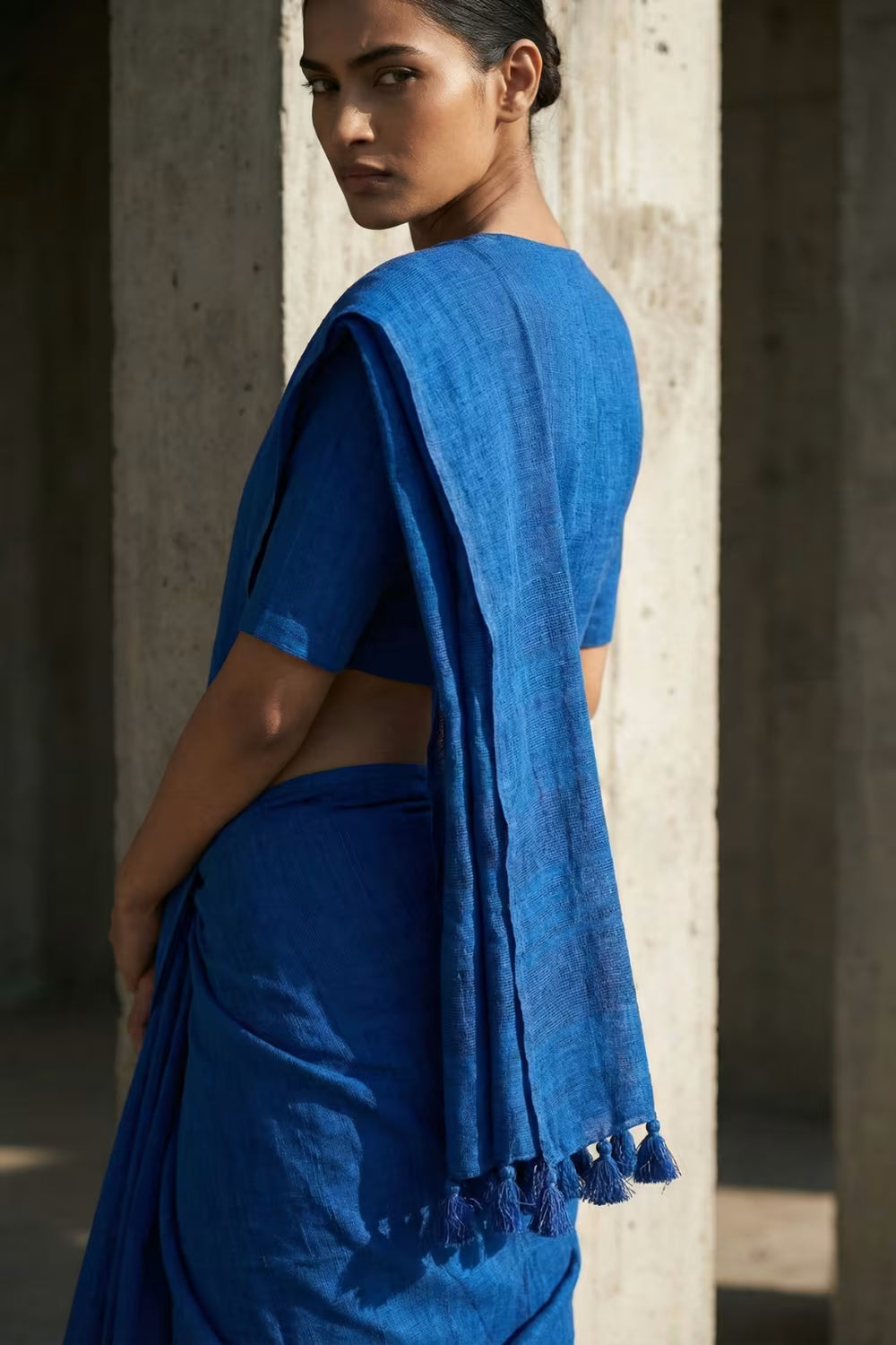 Cobalt Oxide | Slub Cotton | Indidha Saree