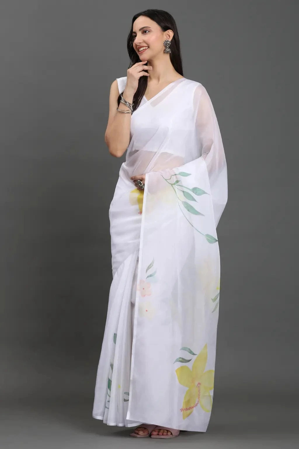 ETHEREAL PETALS | Organza | Indidha Saree -  ETHEREAL PETALS - Hand-painted White Organza Saree | Ethereal Floral Elegance  Shop Ethereal Petals, a premium white organza saree handpainted with soft florals. Lightweight, elegant, and perfect for summer occasions. Limited pieces only.

