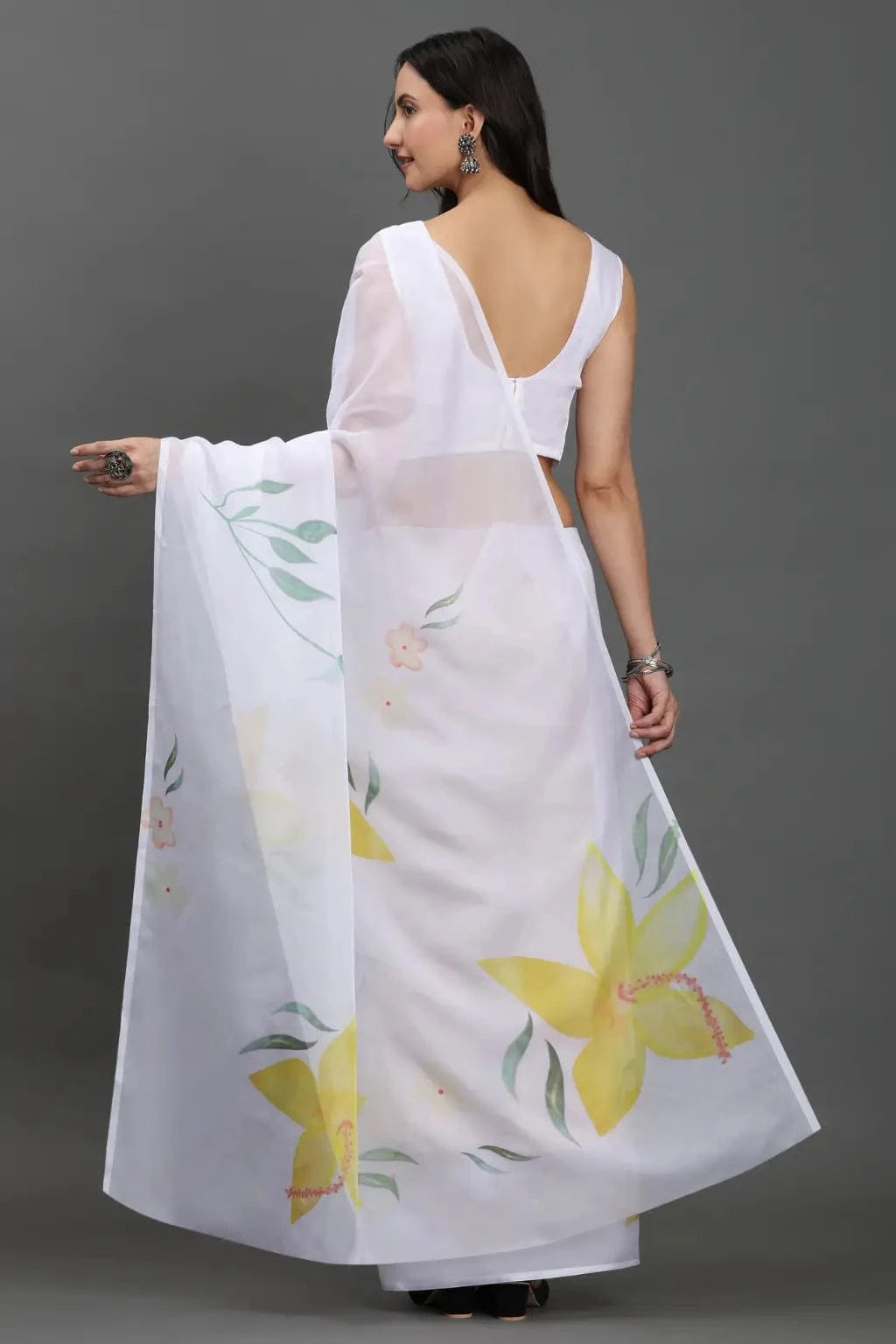 ETHEREAL PETALS | Organza | Indidha Saree -  ETHEREAL PETALS - Hand-painted White Organza Saree | Ethereal Floral Elegance  Shop Ethereal Petals, a premium white organza saree handpainted with soft florals. Lightweight, elegant, and perfect for summer occasions. Limited pieces only.

