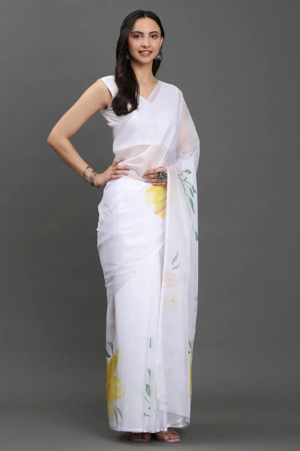 ETHEREAL PETALS | Organza | Indidha Saree -  ETHEREAL PETALS - Hand-painted White Organza Saree | Ethereal Floral Elegance  Shop Ethereal Petals, a premium white organza saree handpainted with soft florals. Lightweight, elegant, and perfect for summer occasions. Limited pieces only.

