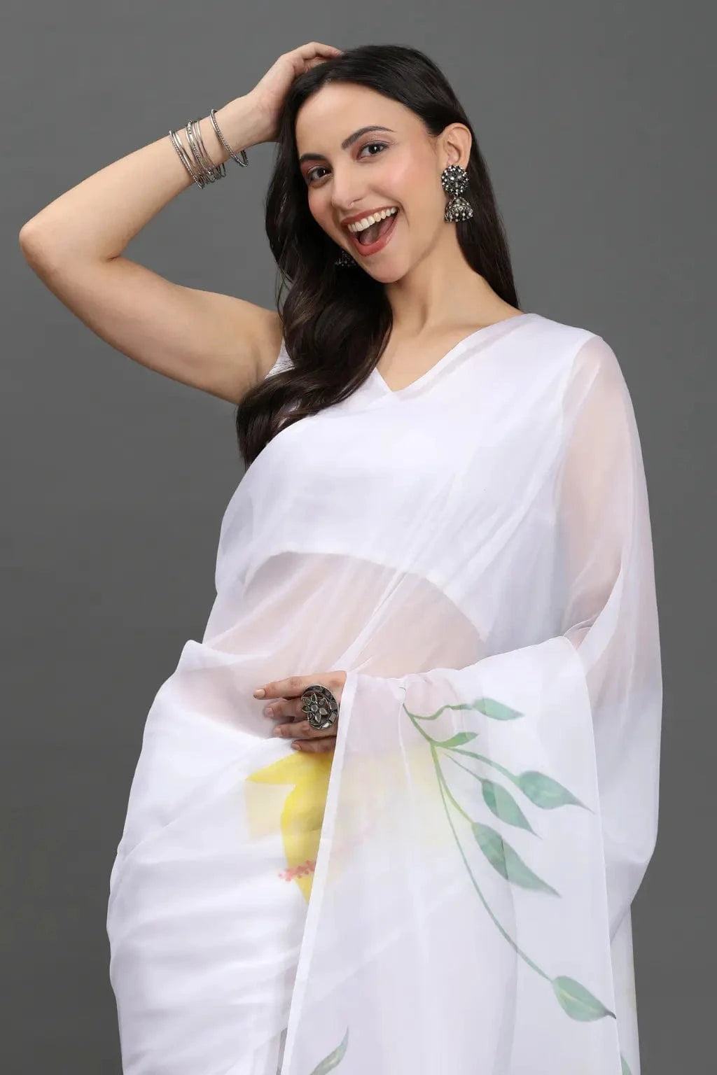 ETHEREAL PETALS | Organza | Indidha Saree -  ETHEREAL PETALS - Hand-painted White Organza Saree | Ethereal Floral Elegance  Shop Ethereal Petals, a premium white organza saree handpainted with soft florals. Lightweight, elegant, and perfect for summer occasions. Limited pieces only.

