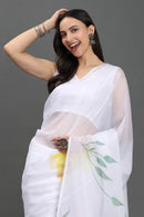 ETHEREAL PETALS | Organza | Indidha Saree -  ETHEREAL PETALS - Hand-painted White Organza Saree | Ethereal Floral Elegance  Shop Ethereal Petals, a premium white organza saree handpainted with soft florals. Lightweight, elegant, and perfect for summer occasions. Limited pieces only.

