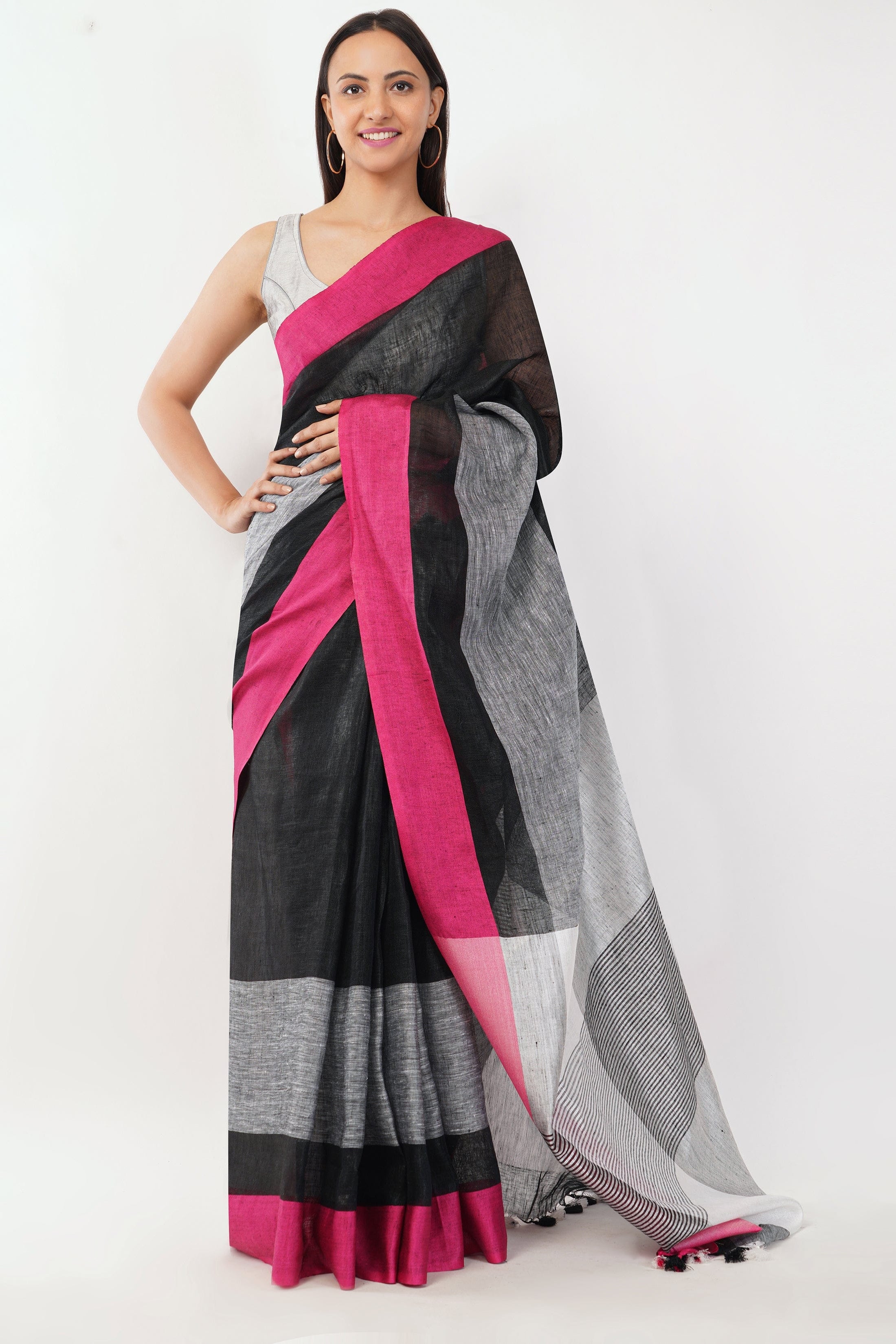 National Handloom, BGP Saree ETHERNAL ESSENCE | Linen by Linen | Indidha Saree