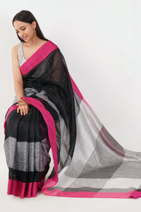 National Handloom, BGP Saree ETHERNAL ESSENCE | Linen by Linen | Indidha Saree