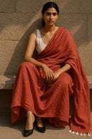 Ember Drape | Handloom Mul Cotton | Indidha Saree -  Ember Drape – Terracotta Red Handloom Mul Cotton Saree with Tassels | Indidha  Discover Ember Drape, a handloom mul cotton saree in terracotta red with white tassels. Ultra-soft, breathable, and elegant. No blouse included. Color may slightly vary due to screen settings.