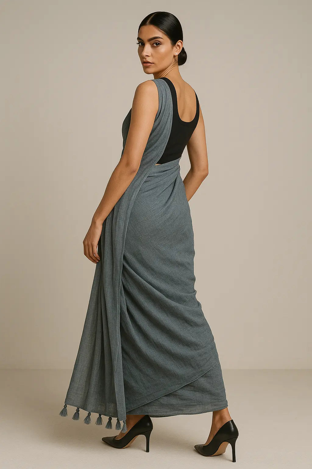 Evening Mist | Handloom Mul Cotton | Indidha Saree