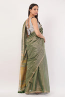 Puja Malakar, Fulia Saree GLIDED GREEN | Linen Tissue | Indidha Saree