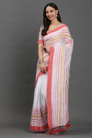 GULABI NOOR | Pure Cotton | Indidha Saree -  Gulaabi Noor - Blush Pink Handloom Cotton Saree | Indidha  Shop Gulaabi Noor – a pure cotton handloom saree with blush pink, gold, and white stripes. Soft, breezy, and elegant—perfect for summer wear. Only at Indidha.
