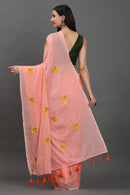 GULBAHAR | Mul Cotton | Indidha Saree -  Gulbahaar - Handloom Mul Cotton Peach Saree | Lightweight & Elegant Summer Drape  Discover Gulbahaar – a handloom mul cotton peach saree with delicate yellow embroidery. Lightweight, breathable, and perfect for effortless summer elegance. Shop now!