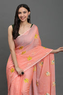GULBAHAR | Mul Cotton | Indidha Saree -  Gulbahaar - Handloom Mul Cotton Peach Saree | Lightweight & Elegant Summer Drape  Discover Gulbahaar – a handloom mul cotton peach saree with delicate yellow embroidery. Lightweight, breathable, and perfect for effortless summer elegance. Shop now!