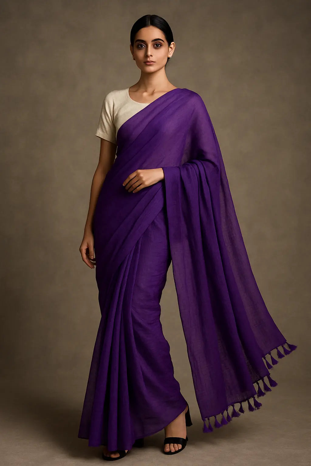 Gulnaar Gaze | Handloom Mul Cotton | Indidha Saree
