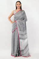 National Handloom, BGP Saree MACAW | Linen by Linen | Indidha Saree
