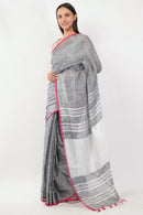 National Handloom, BGP Saree MACAW | Linen by Linen | Indidha Saree