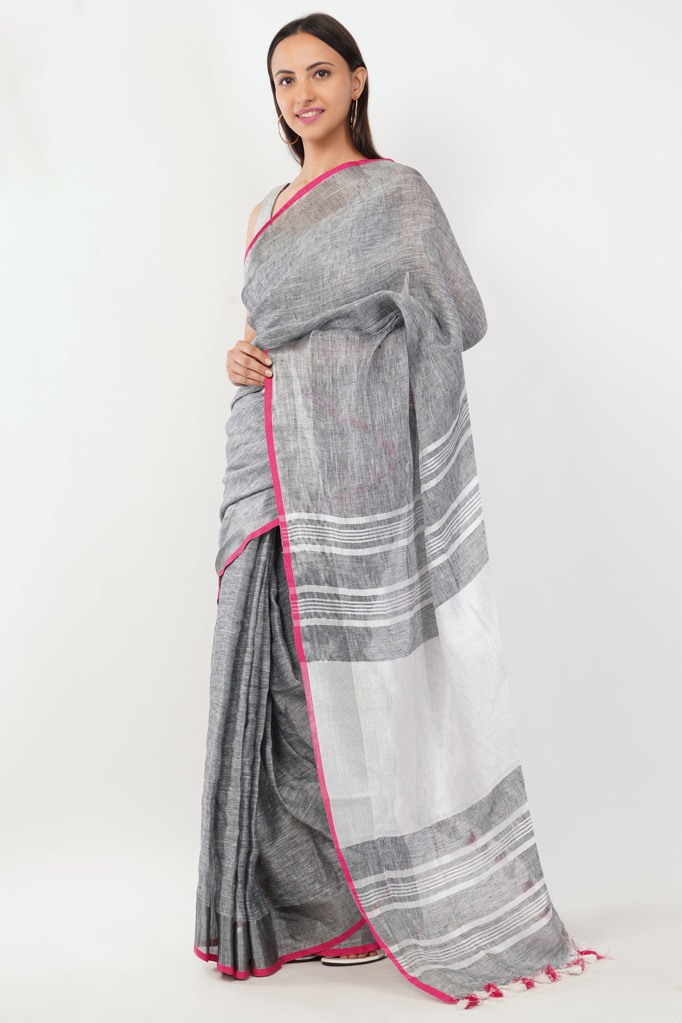 National Handloom, BGP Saree MACAW | Linen by Linen | Indidha Saree