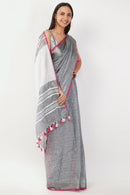 National Handloom, BGP Saree MACAW | Linen by Linen | Indidha Saree