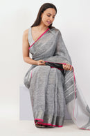National Handloom, BGP Saree MACAW | Linen by Linen | Indidha Saree