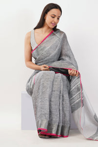 National Handloom, BGP Saree MACAW | Linen by Linen | Indidha Saree