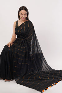 Suman SantiPur Saree MIDNIGHT GLIMMER | Khadi Cotton | Indidha Saree