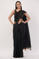 Suman SantiPur Saree MIDNIGHT GLIMMER | Khadi Cotton | Indidha Saree