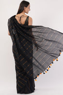 Suman SantiPur Saree MIDNIGHT GLIMMER | Khadi Cotton | Indidha Saree