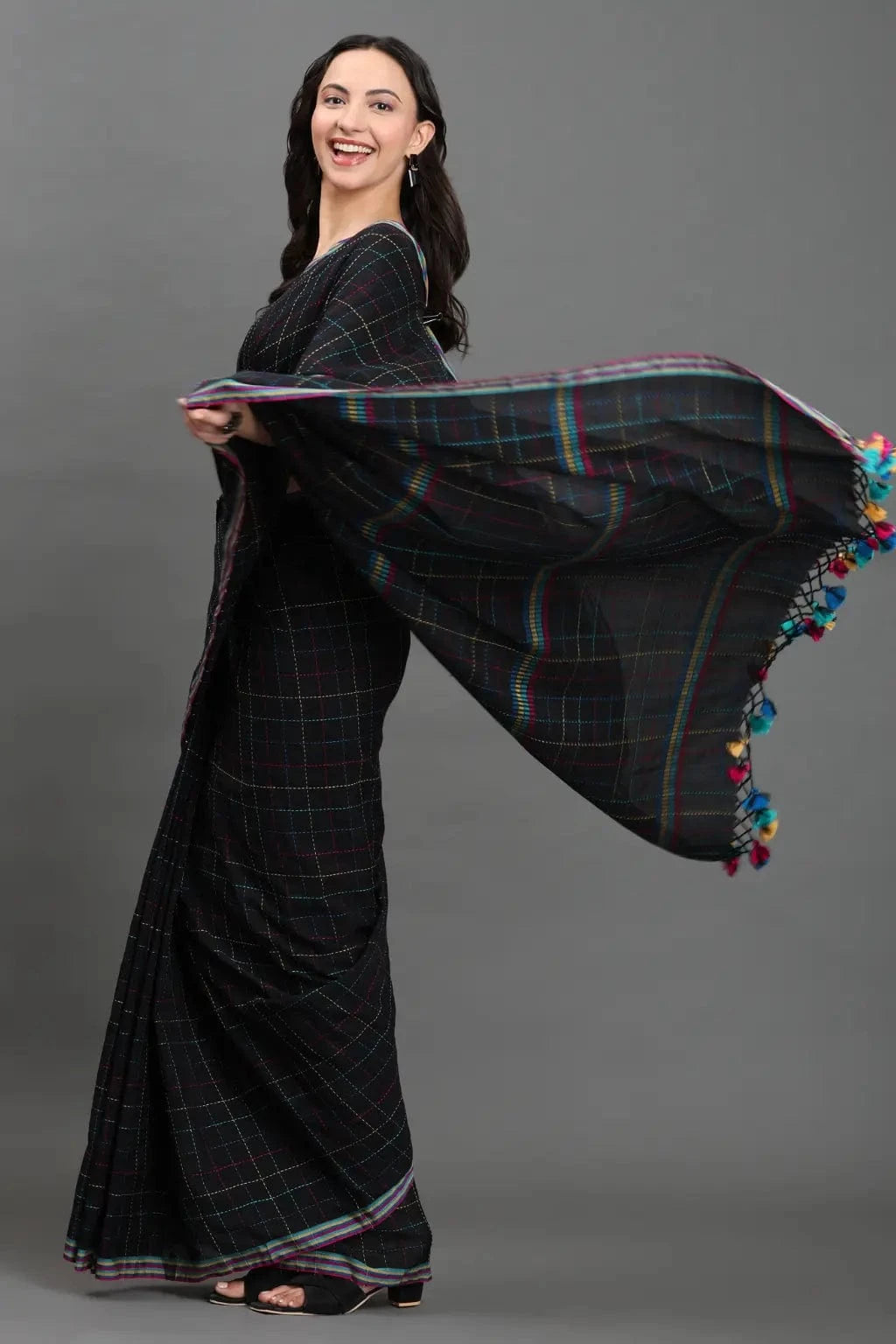 MIDNIGHT KANTHA | Pure Cotton | Indidha Saree -  Black Cotton Saree with Kantha Work | Buy Online  Buy our Pure Cotton Kantha Saree online. Features hand-stitched Kantha work, soft cotton fabric, and a stylish design. Perfect for everyday elegance.