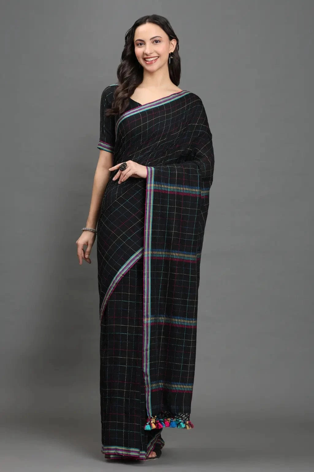 MIDNIGHT KANTHA | Pure Cotton | Indidha Saree -  Black Cotton Saree with Kantha Work | Buy Online  Buy our Pure Cotton Kantha Saree online. Features hand-stitched Kantha work, soft cotton fabric, and a stylish design. Perfect for everyday elegance.