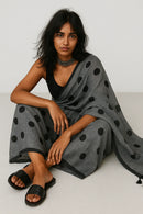 MONOCHROME MAGIC | Mul Cotton | Indidha Saree -  Minimalist Grey Saree with Black Polka Dots  This mul cotton saree in soft grey with playful black polka dots combines comfort with timeless style. It is perfect for effortless everyday wear.