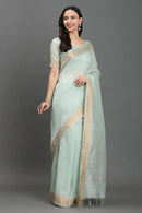 MOONMINT MUSE | Kota Linen | Indidha Saree -  Pastel Mint Handloom Kota Linen Saree with Zari Border  Drape grace in our pastel mint Kota linen saree with a golden zari border. Lightweight, breathable, and handwoven for effortless elegance.