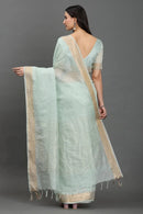 MOONMINT MUSE | Kota Linen | Indidha Saree -  Pastel Mint Handloom Kota Linen Saree with Zari Border  Drape grace in our pastel mint Kota linen saree with a golden zari border. Lightweight, breathable, and handwoven for effortless elegance.