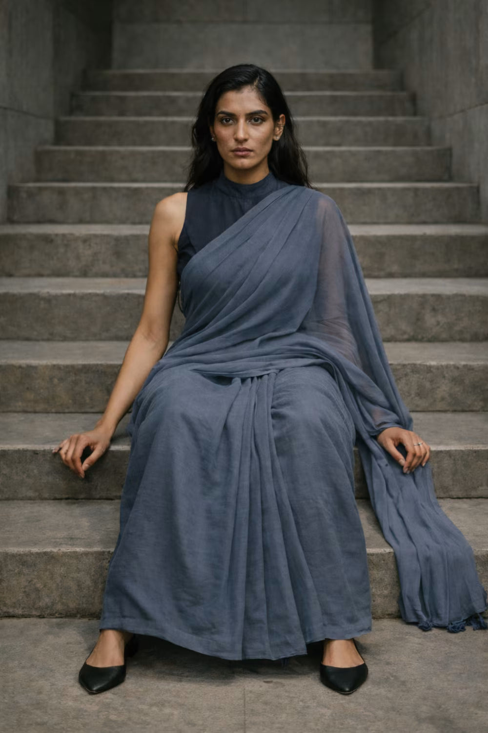 Evening Mist | Mul Cotton | Indidha Saree