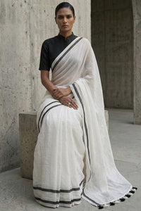 Monochrome Void | Mul Cotton | Indidha Saree
