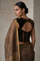 TRUCE SLATE | Handloom Linen Tissue | Indidha Saree