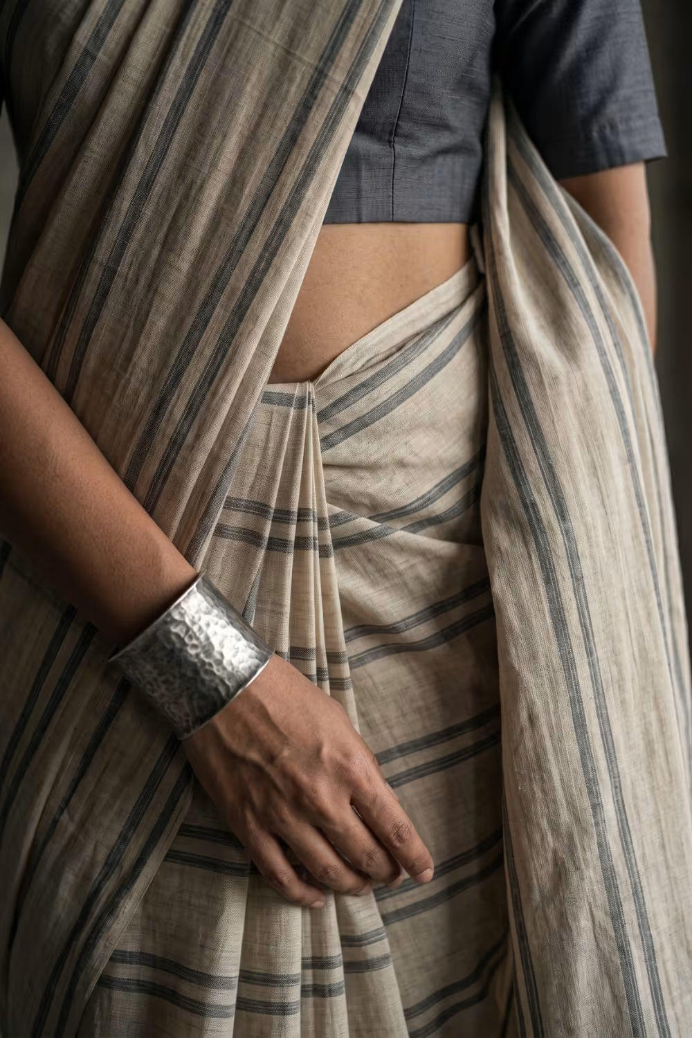 Chalk & Slate | Slub Cotton | Indidha Saree
