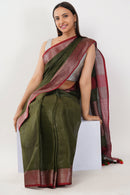 National Handloom, BGP Saree OLIVE HARVEST | Linen by Linen | Indidha Saree