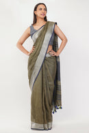 National Handloom, BGP Saree PASTEL EMBER | Linen by Linen | Indidha Saree