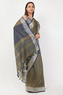 National Handloom, BGP Saree PASTEL EMBER | Linen by Linen | Indidha Saree