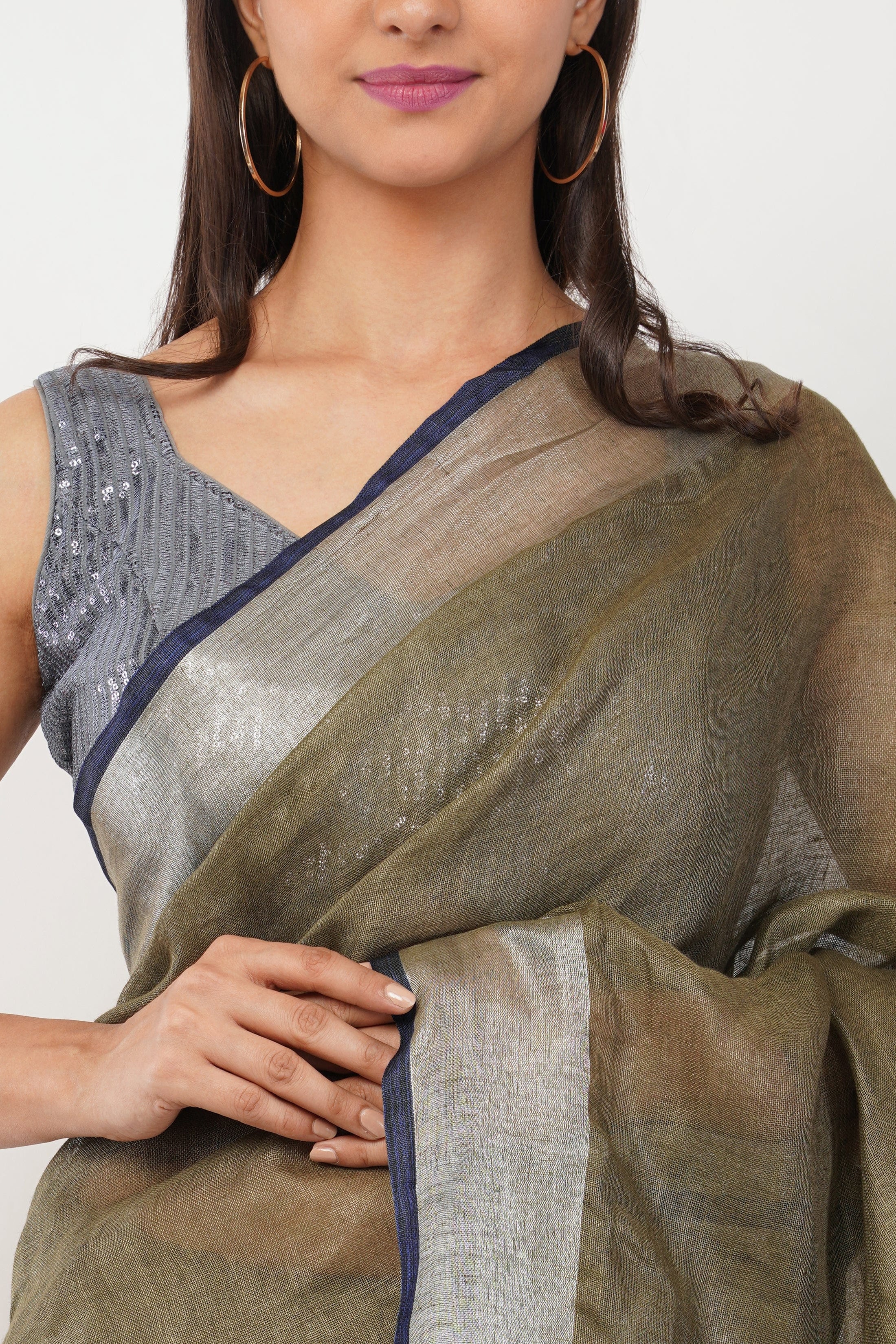 National Handloom, BGP Saree PASTEL EMBER | Linen by Linen | Indidha Saree