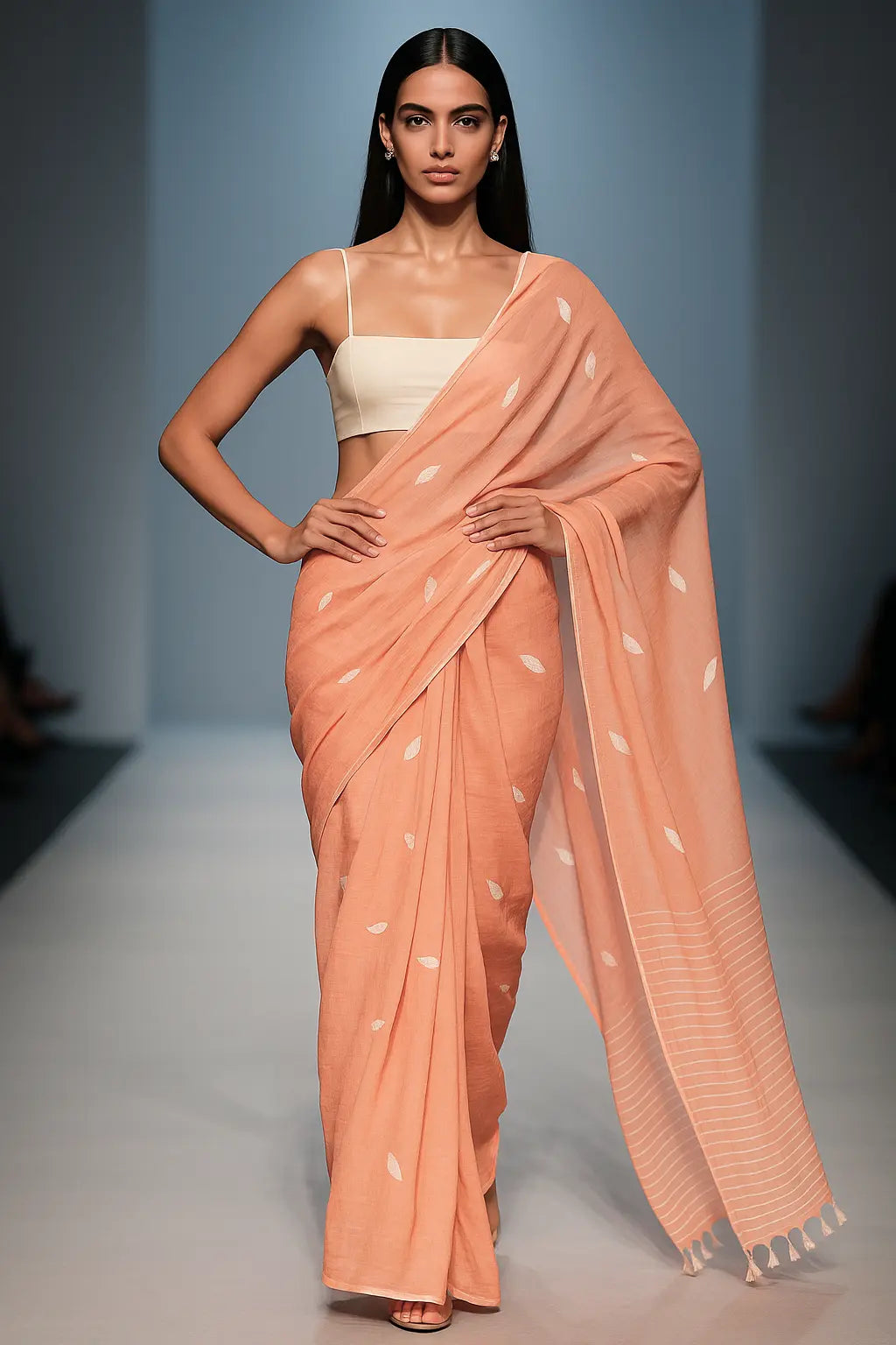 PEACH MUSE | Mul Cotton | Indidha Saree