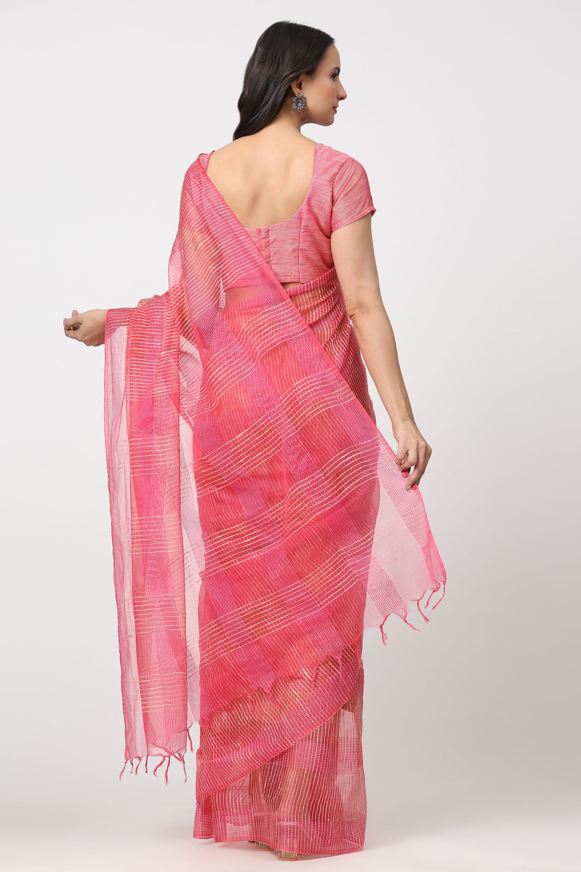 National Handloom, BGP Saree ROSY BLUSH | Kota Doria | Indidha Saree