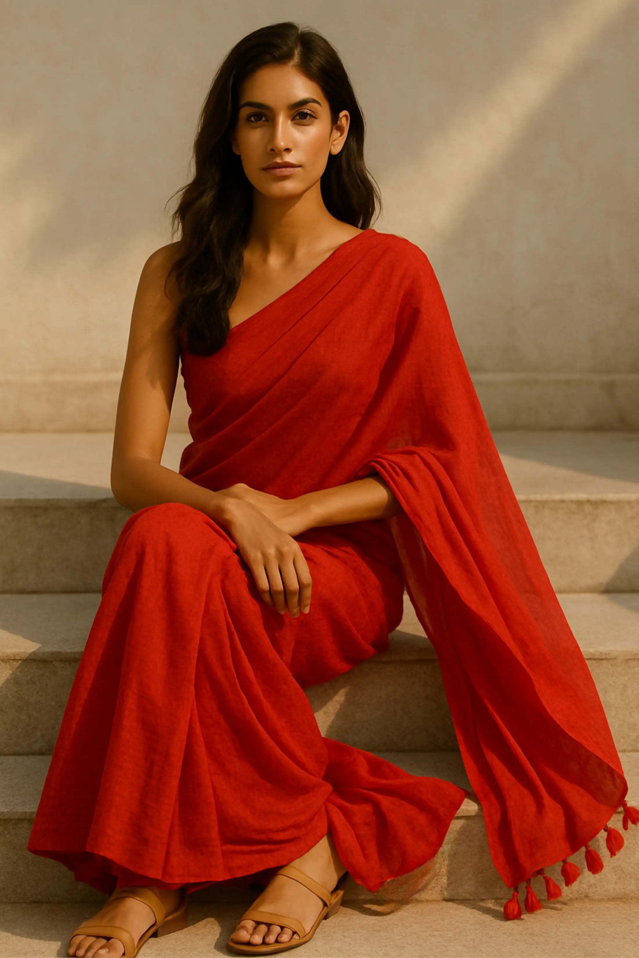 Raktika | Handloom Mul Cotton | Indidha Saree