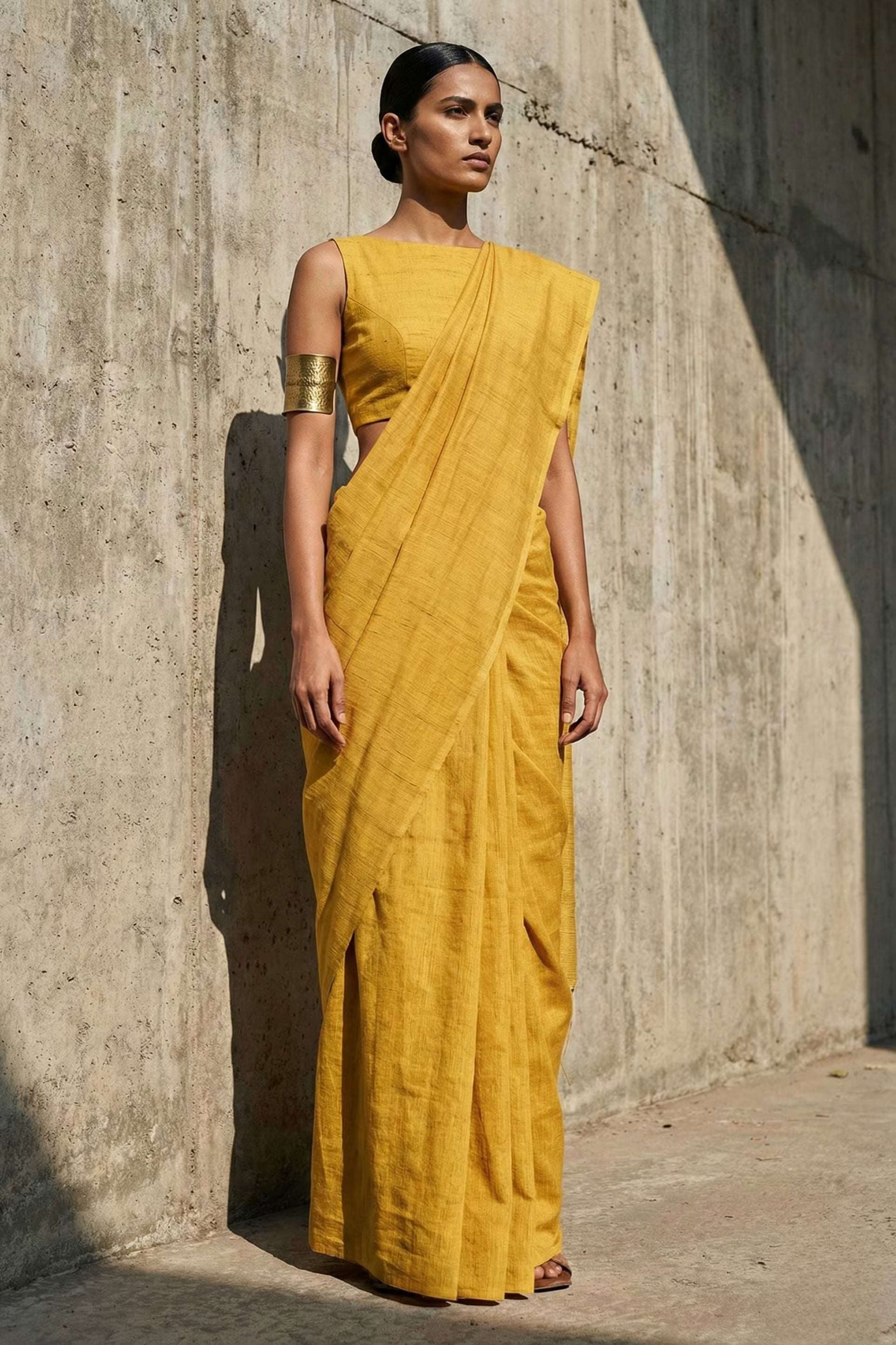 Raw Ochre | Slub Cotton | Indidha Saree