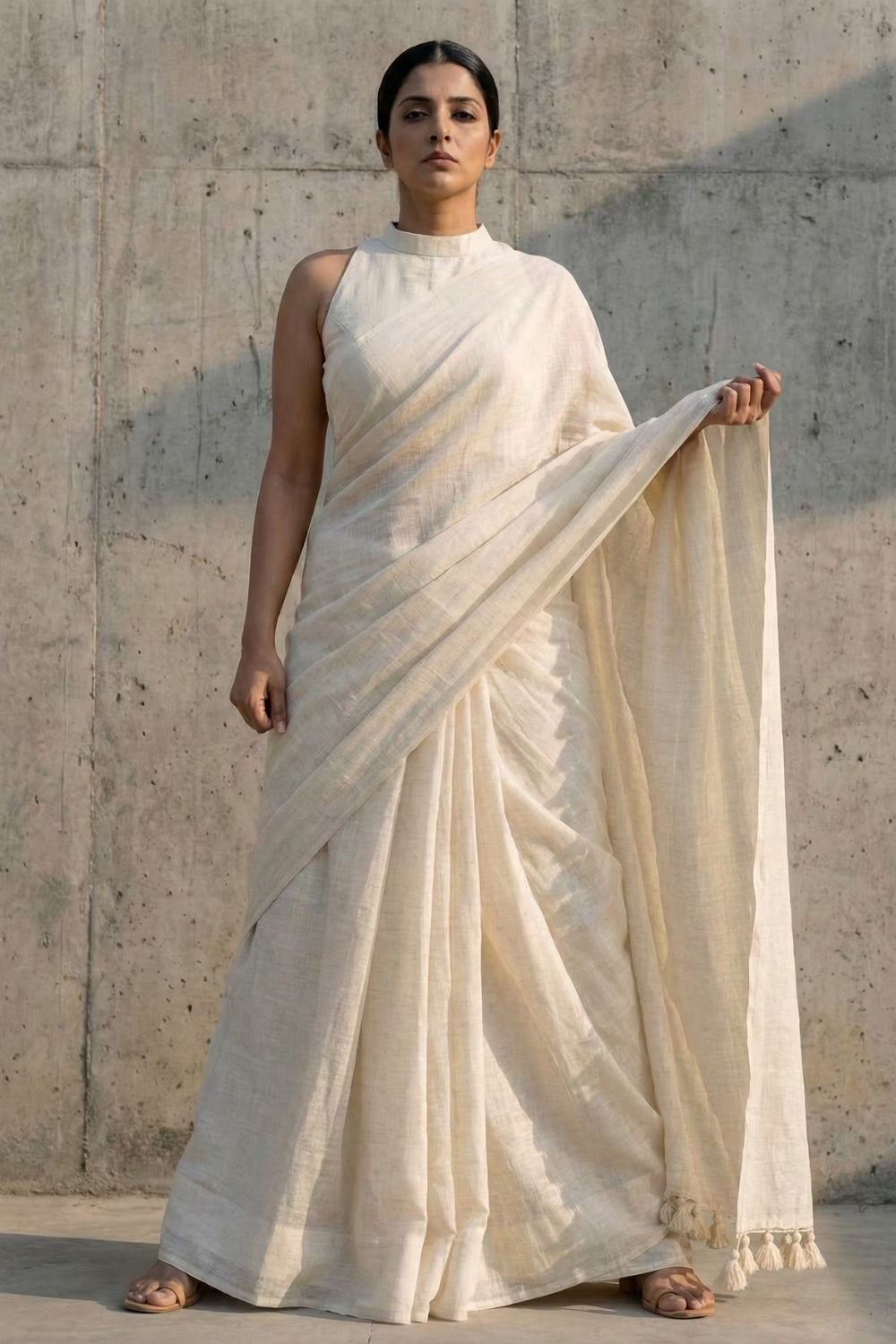 Raw Chalk | Slub Cotton | Indidha Saree