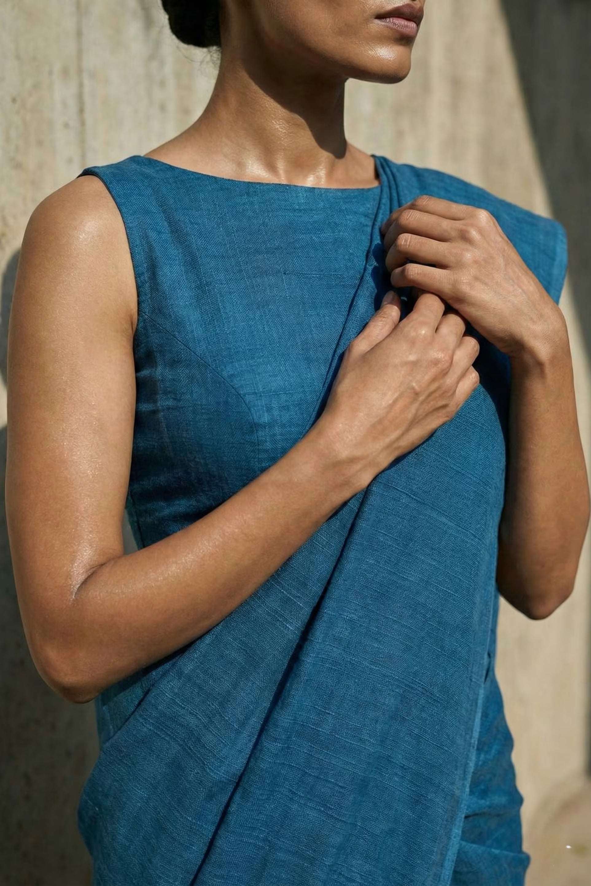 River Stone | Slub Cotton | Indidha Saree